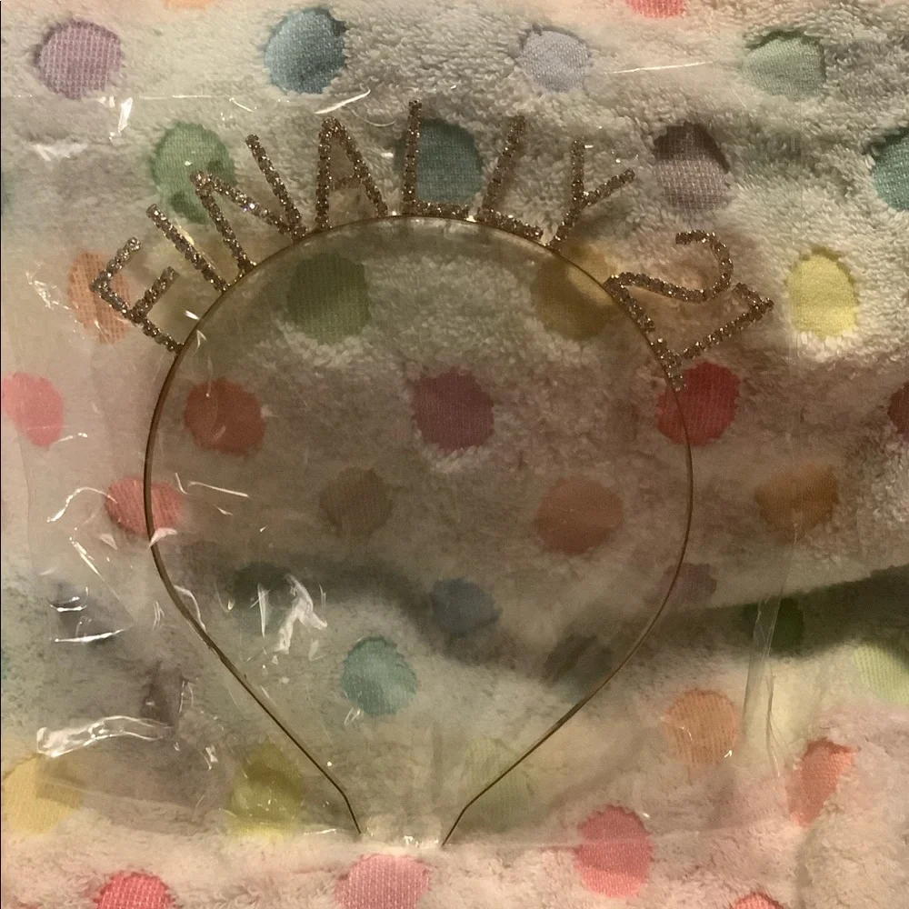 Finally 21 birthday tiara headband. Rhinestone. Rose gold.